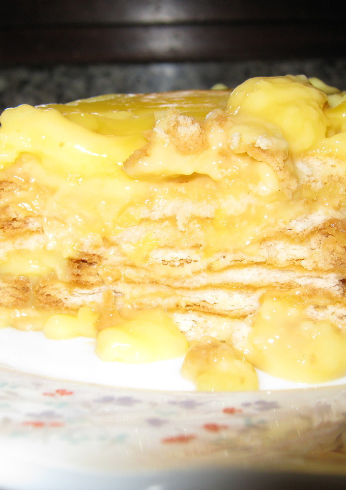 Una foto de Flan con galletas María