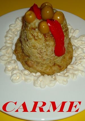 Una foto de Pastel de patata y atún en microondas