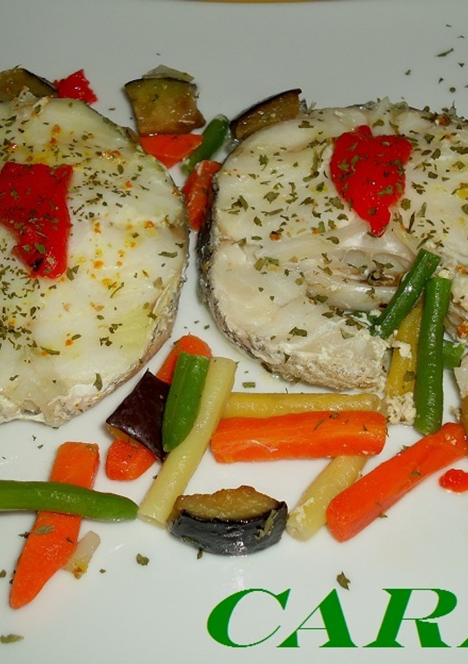 Una foto de Merluza con verduras a la papillotte en microondas