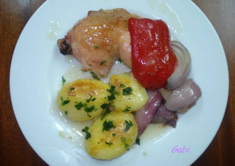 Pollo y patatas al lambrusco