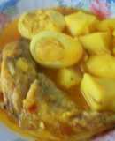 Guiso de filetes de estornino con huevo duro