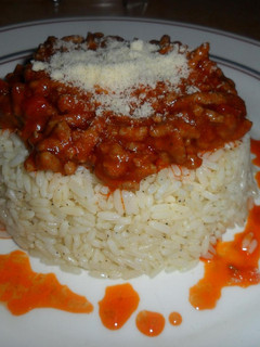 Una foto de Arroz blanco con boloñesa casera