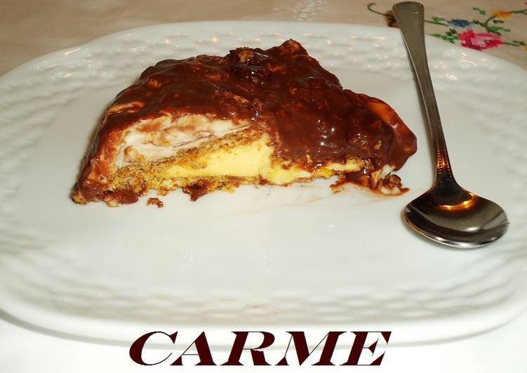Pastel fresco de tres colores y sabores