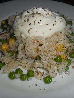 Una foto de Arroz blanco con queso crema