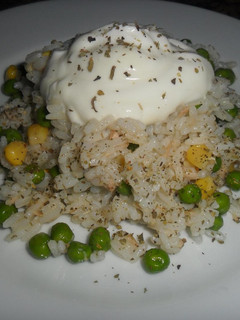 Una foto de Arroz blanco con queso crema