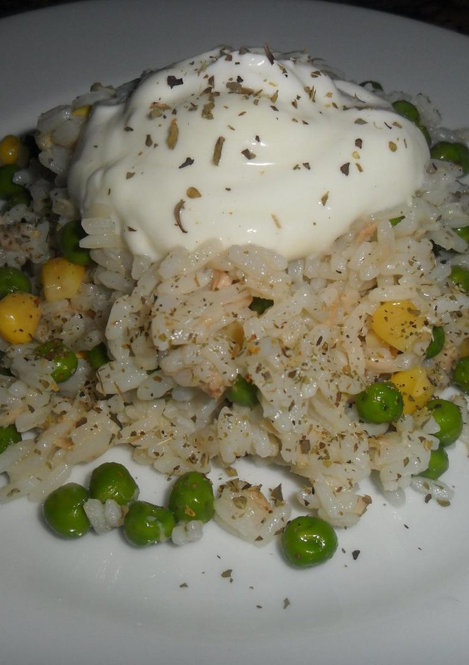 Una foto de Arroz blanco con queso crema