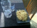 Pasta con bacon y al huevo