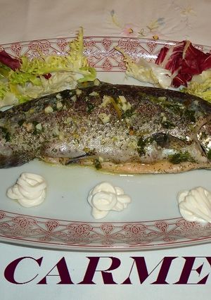 Una foto de Trucha asada en microondas