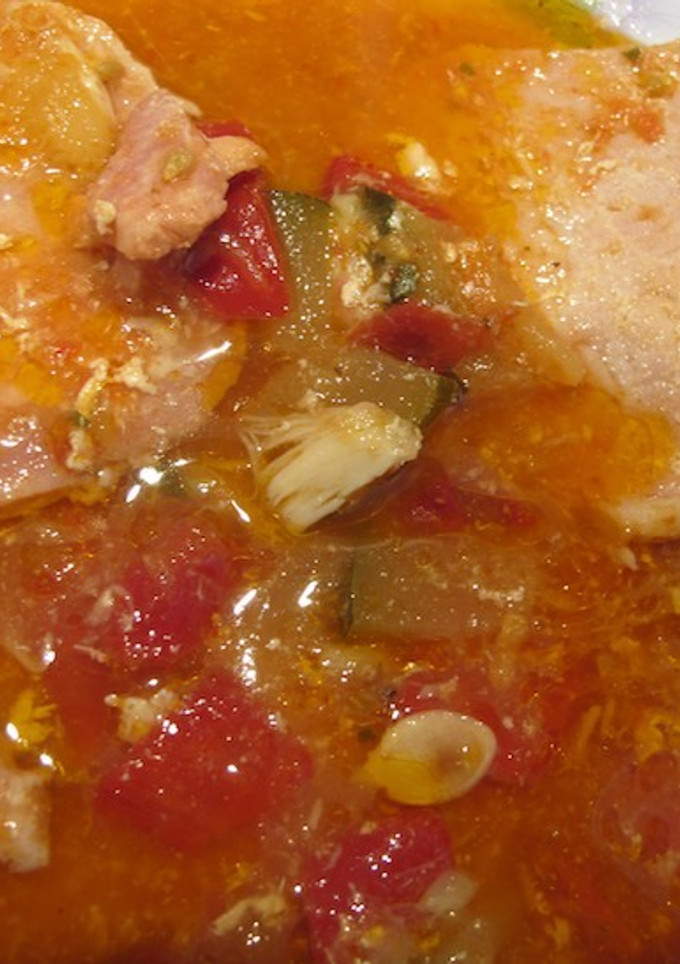 Una foto de Filete de cerdo adobado con calabacín