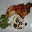 Pollo al limón con miel y ensaladilla