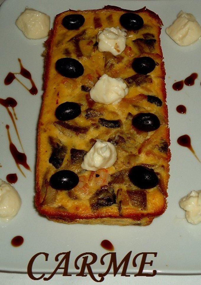 Una foto de Pastel de setas y gambas