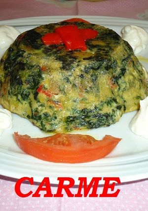 Una foto de Pastel de espinacas y surimi en microondas