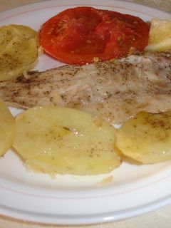 Una foto de Lubina a la espalda al horno