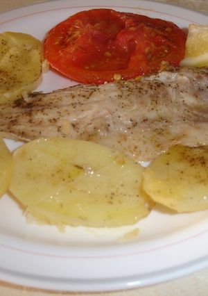 Una foto de Lubina a la espalda al horno
