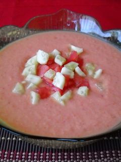Una foto de Crema fría de sandía