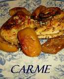 Picantones con manzanas al cava