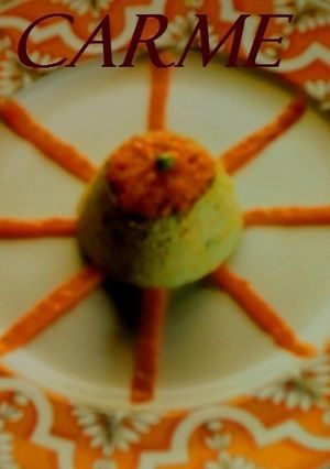 Una foto de Timbal de guisantes y salmón