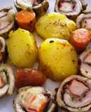 Rollos de pechuga de pollo con jamón serrano