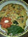 Tortilla con papas, espinacas y jamón
