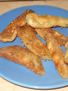 Una foto de Berenjena Frita con miel.