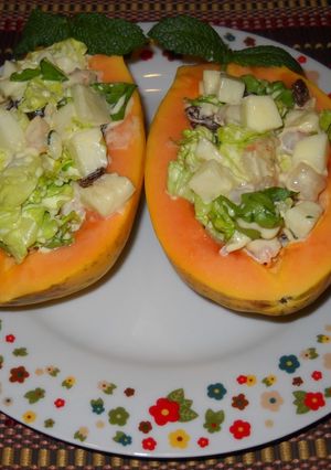 Una foto de Papaya rellena