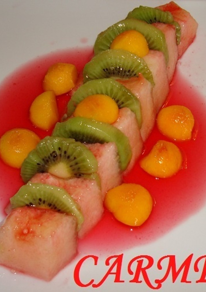 Una foto de Melón con salsa de granadina
