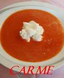 Sopa de sandia y mousse de queso