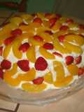 Queque de melocotón y fresas