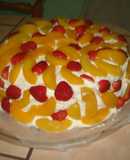 Queque de melocotón y fresas
