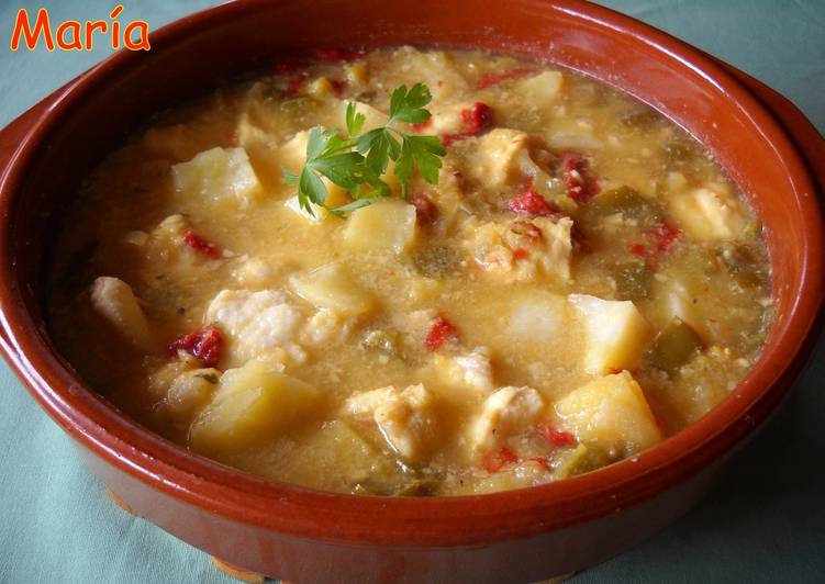 Rape con patatas y almendras