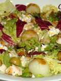 Ensalada de pollo, pera y melón