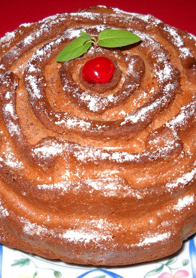Una foto de Bizcocho flor de melón y chocolate