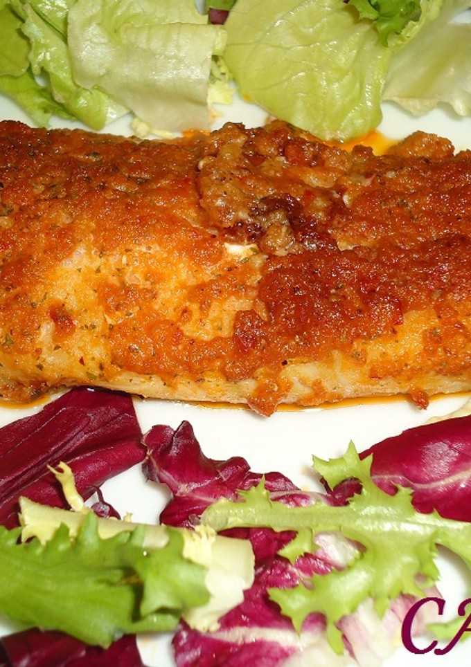 Una foto de Bacalao al romesco en microondas