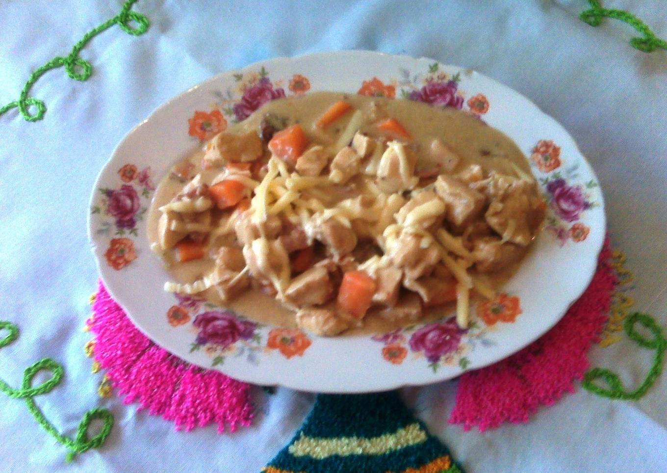 Pollo en crema de champiñones<br />
