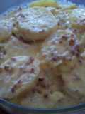 Papas gratinadas con tocino de soya