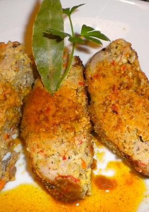 Una foto de Rollo de carne con vegetales en salsa