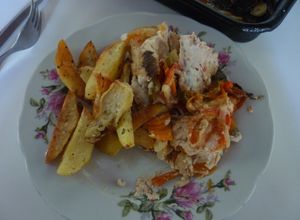Una foto de Pescado al horno envuelto en aluminio