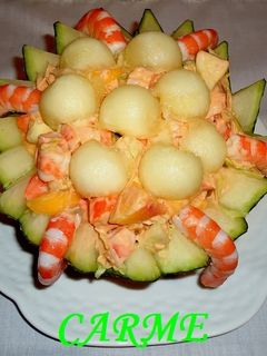 Una foto de Melón relleno con marisco