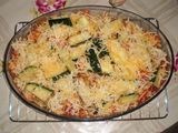 Pasta con queso parmesano y calabacines