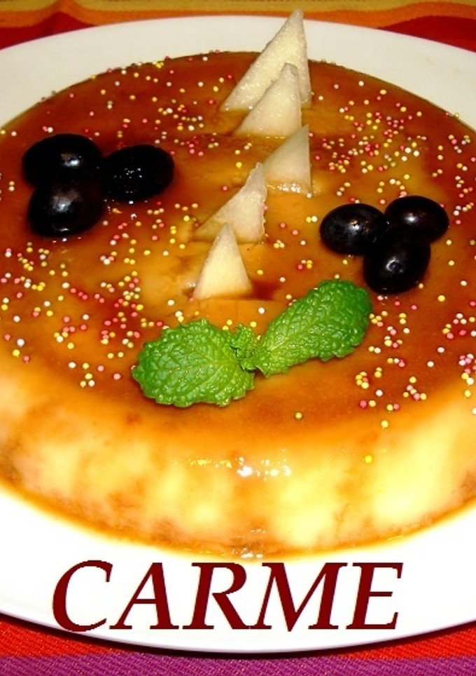 Una foto de Flan de melón (light)