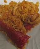 Arroz con calamares y pimientos