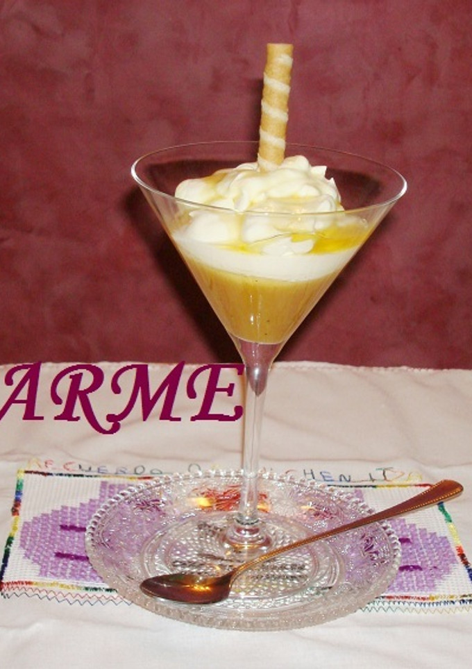 Una foto de Mousse de queso y membrillo
