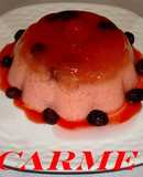 Flan de sandia y arándanos