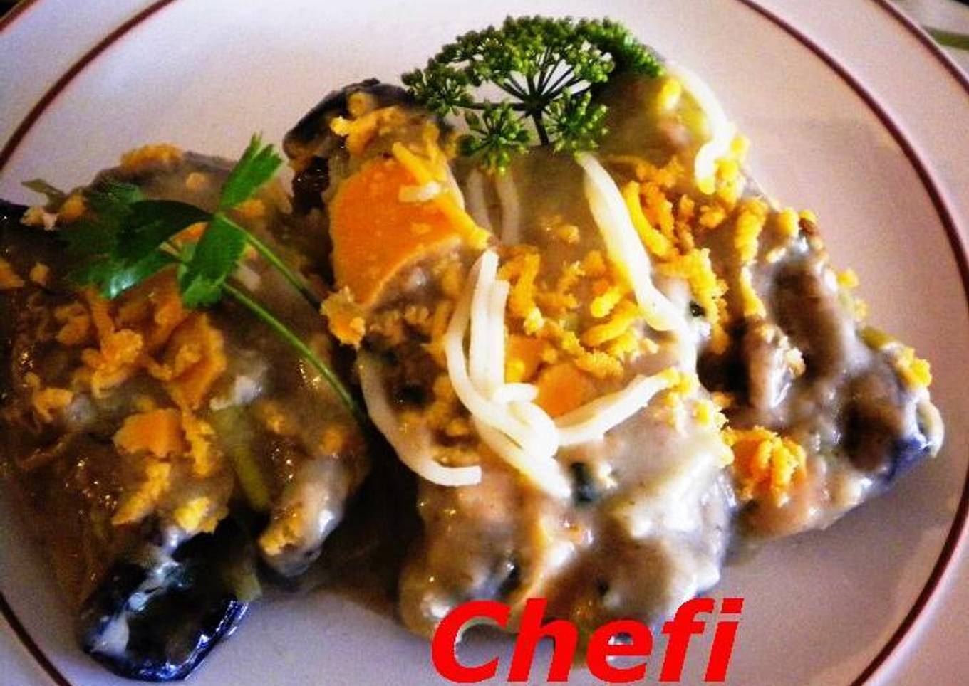 Canelones de berenjena al cabrales<br />