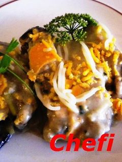 Una foto de Canelones de berenjena al cabrales