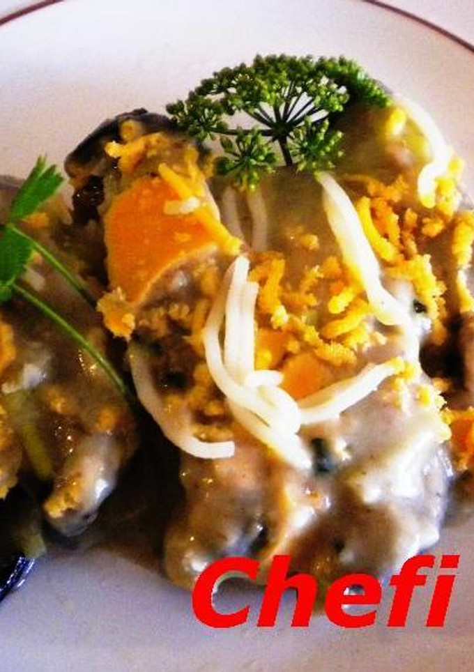 Una foto de Canelones de berenjena al cabrales