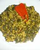 Paella de espinacas y calamares