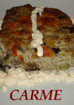 Una foto de Pastel de berenjena y champiñones