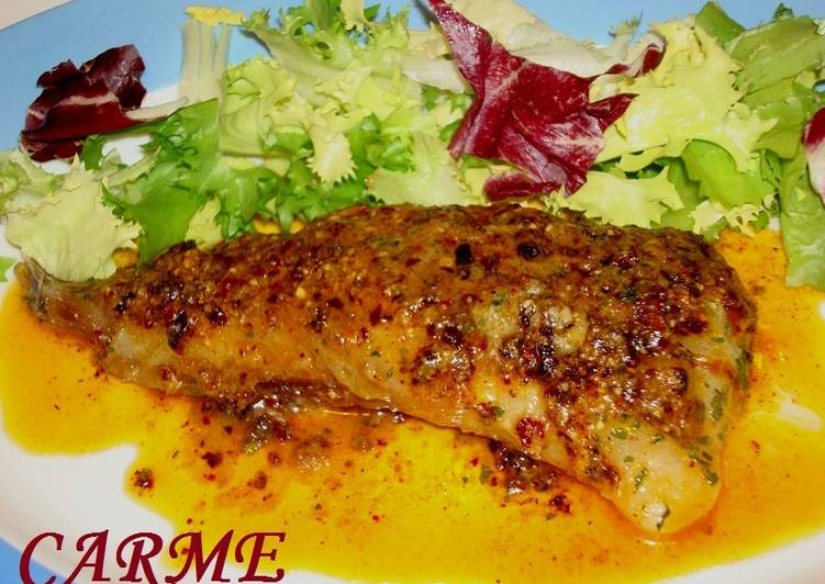 Rape gratinado con salsa de ñoras