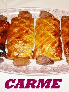 Una foto de Solomillos en hojaldre con champiñones, dátiles y beicon